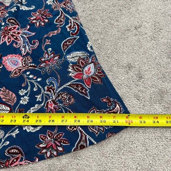 Neiman Marcus Paisley Floral A-Line Midi Dress Women Medium Button Down Collared - Picture 13 of 15